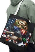 Patriotic Dog Tote Bag hunter themeDog Lover39s Gift Military Dog AOP Design Grocery Bag Everyday Tote USA Pride Tote Bag – Warm & Stylish · Top Pick For Any Outfit