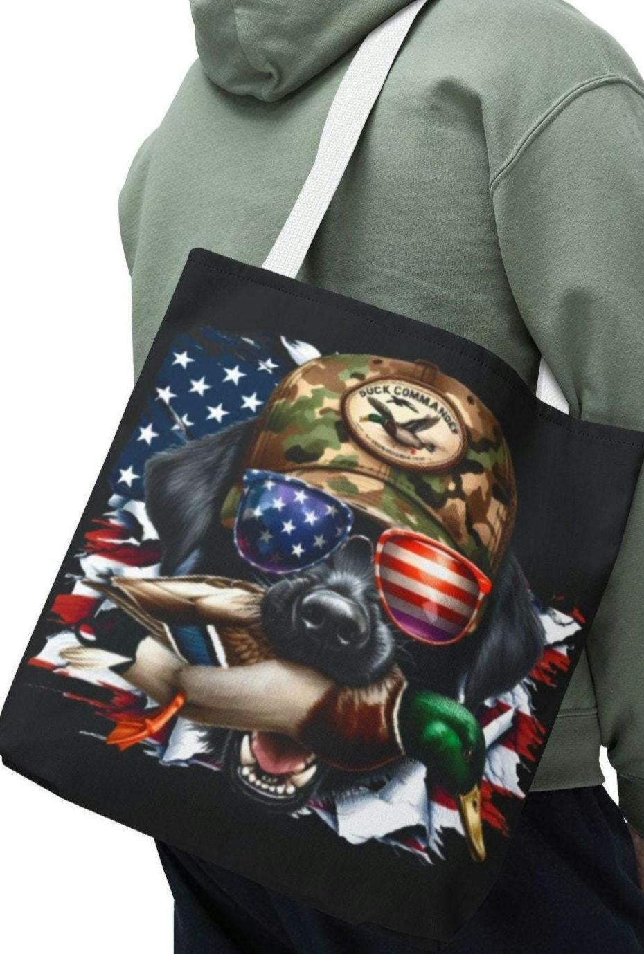 Patriotic Dog Tote Bag hunter themeDog Lover39s Gift Military Dog AOP Design Grocery Bag Everyday Tote USA Pride Tote Bag – Warm & Stylish · Top Pick For Any Outfit