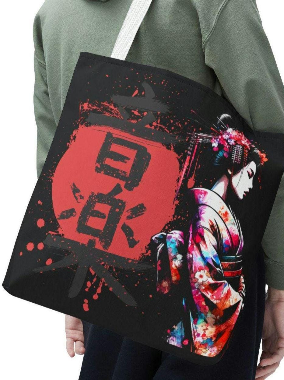Japanese Kanji Tote Bag Japanese artElegant Floral Design Perfect for Everyday Use Gift for Her Shopping Travel Beach Bag Tote Bag – Premium Graphic · Great Gift For Fans