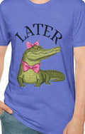 Later Alligator pink coquette bow tie T Shirt Fun Casual Tee Gift for Animal Lovers Unisex Softstyle T Shirt Summer Fashion later Gator Graphic Tee – Fan Favorite · Perfect For Daily Wear