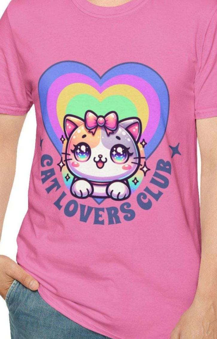 Cat Lovers Club Retro Rainbow T Shirt Vintage Cat Tee Rainbow Cat Shirt Unisex Graphic Tee Cat Lover Gift Graphic Tee – Everyday Comfort · Great Gift For Fans