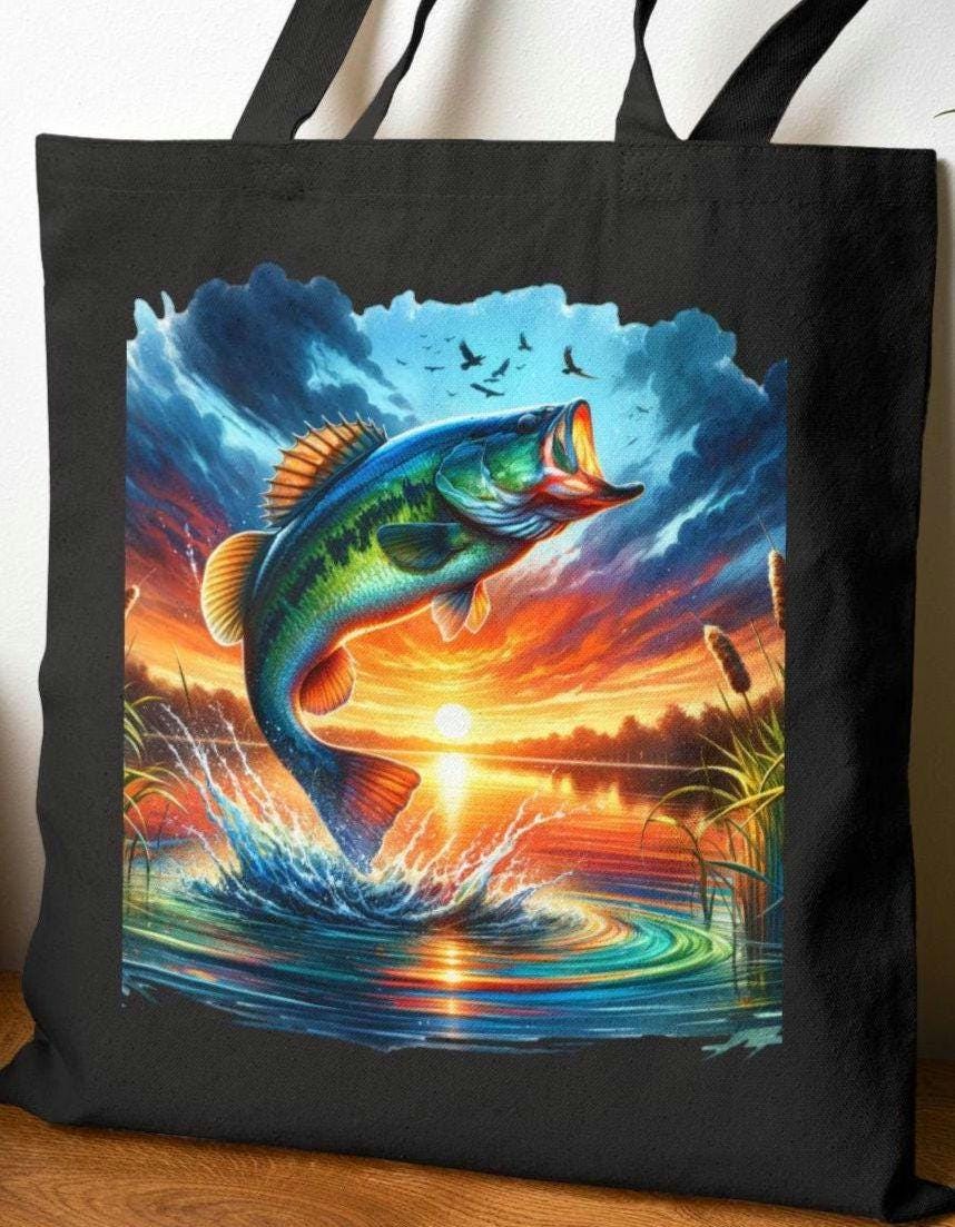 Bass Fishing Cotton Canvas Tote Bag Eco Friendly Perfect Gift for Anglers Beach Days Grocery Shopping Fishing Lover Outdoor Tote Bag – Cozy Vibes · Great Gift For Fans