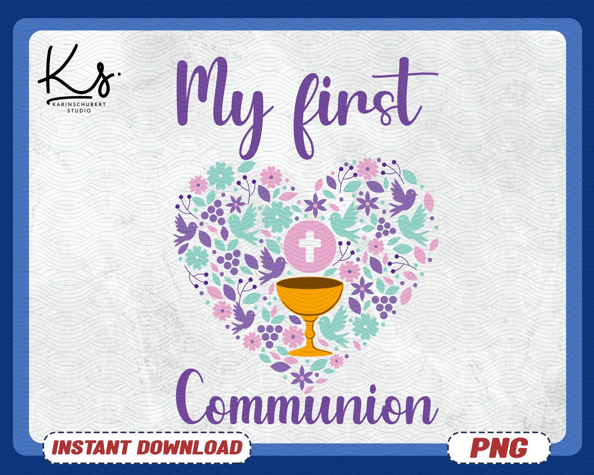 My First Holy Communion Png 1st Communion Sublimation Design First Holy Communion Png Holy Cross Png Confirmation Png Digital Download Graphic Tee – Aesthetic Look · High-Quality Print