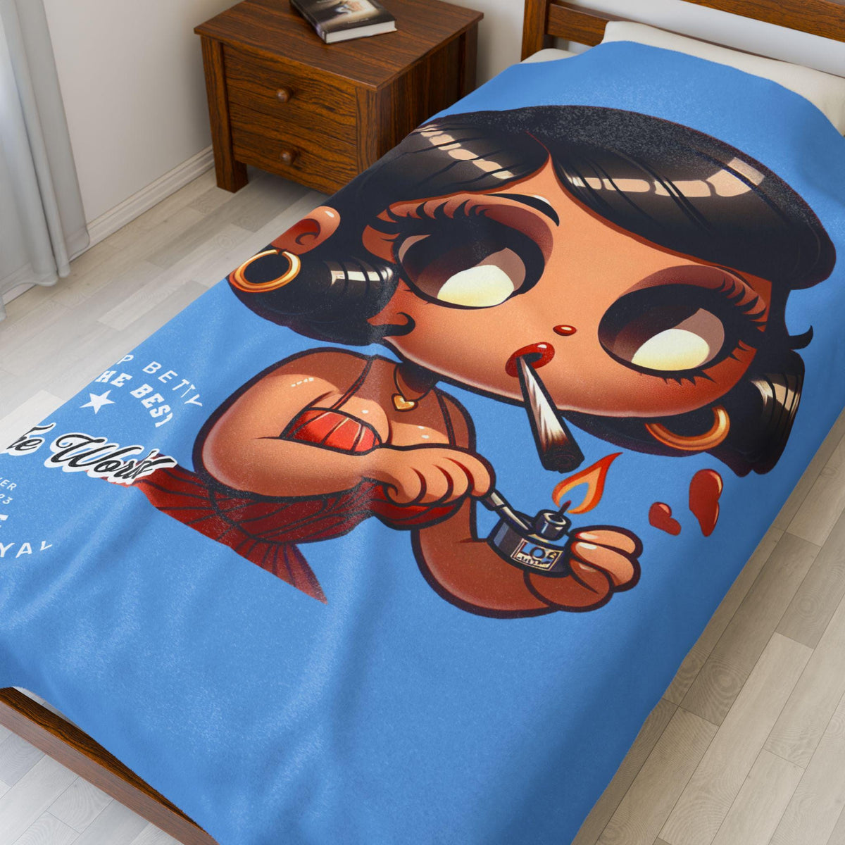 Boop Betty 420 Friendly Blanket Comforter Cannabis Lover Gift Cozy Throw Blanket Weed Leaf Bedding Stoner Home Velveteen Plush Blanke Graphic Tee – Bold Style · Must-Have Style