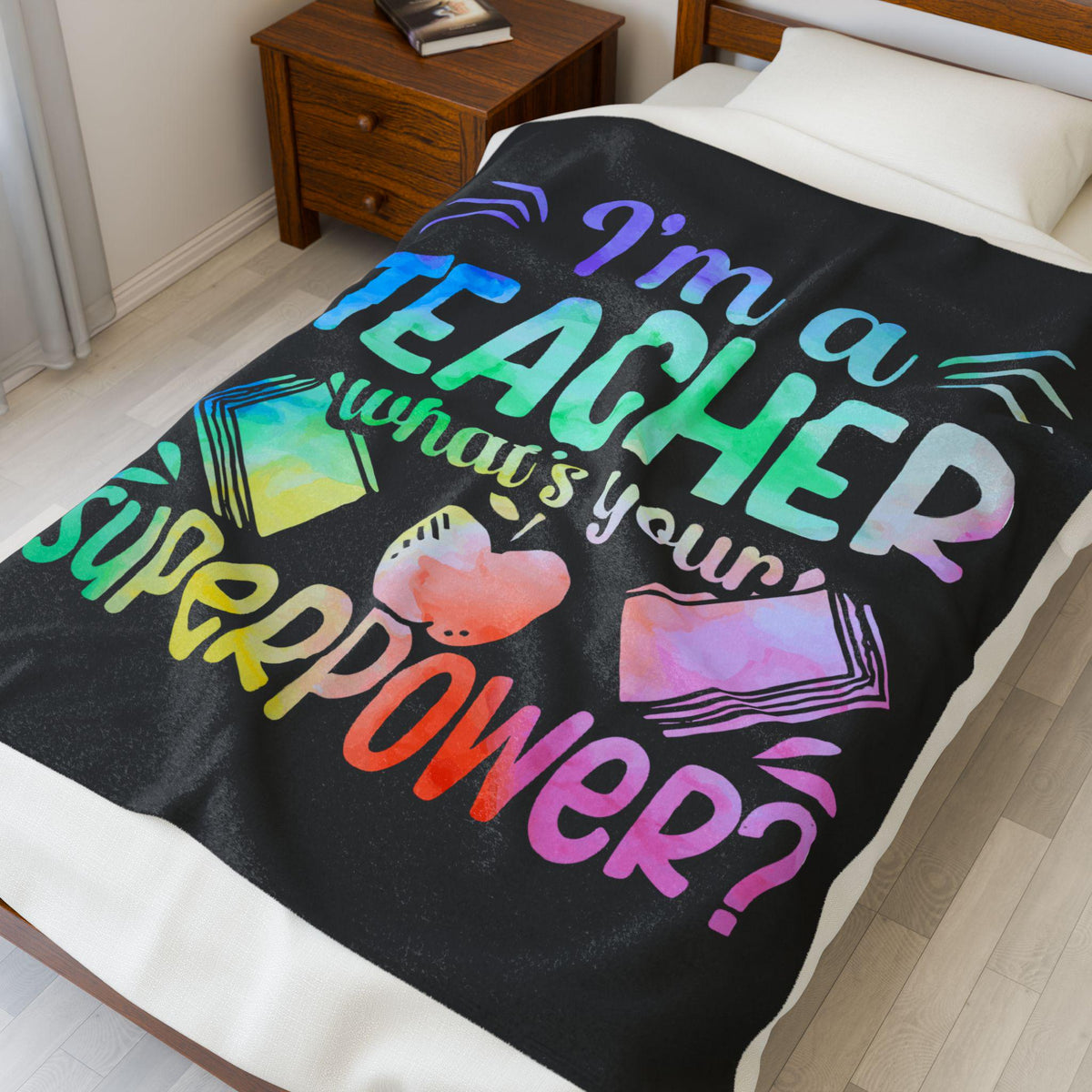 Teacher Superpower Velveteen Plush Blanket Cozy Throw for Teachers Gift for Educators Classroom Decor Graduation Gift Graphic Tee – Cozy Vibes · Trending Graphic Apparel