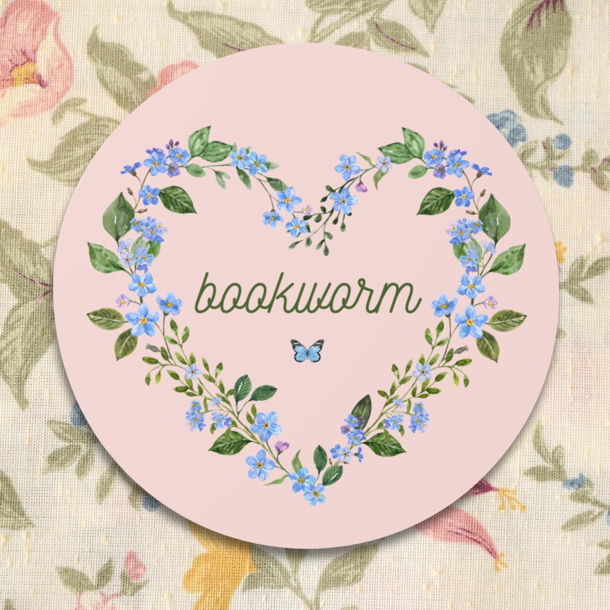 Floral Bookworm Sticker for Book Lover Friend Who Loves Books Romance Reader Sticker with Butterfly Cute 90s Aesthetic Bookish Present Graphic Tee – Feel-Good Design · Great Gift For Fans