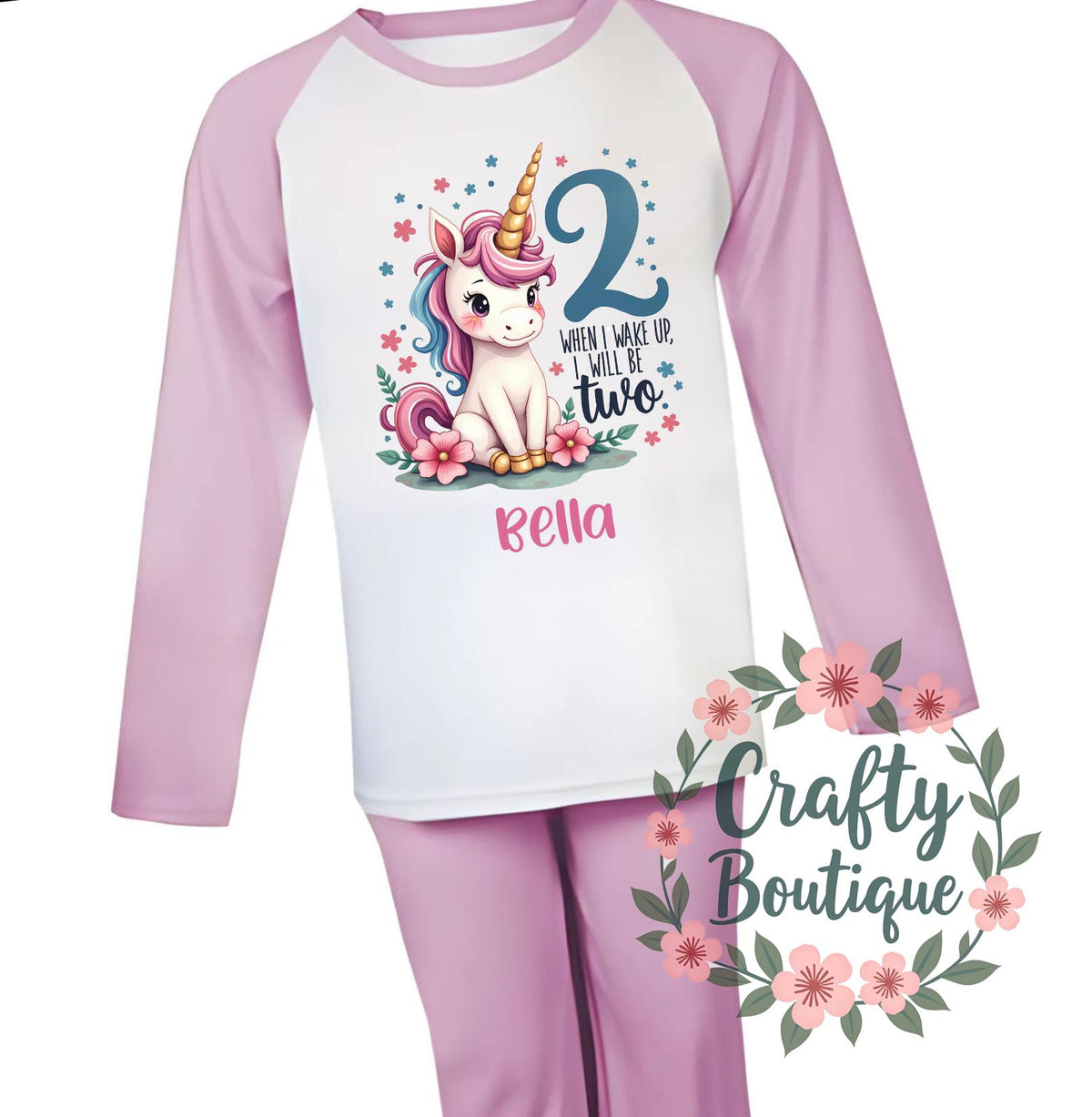 2nd Birthday PJs When I Wake Up I will be 2 Pajamas Girl39s Second Birthday Unicorn Gift Personalised Pink Nightwear Age Two Year 1287 Graphic Tee – Warm & Stylish · Great Gift For Fans