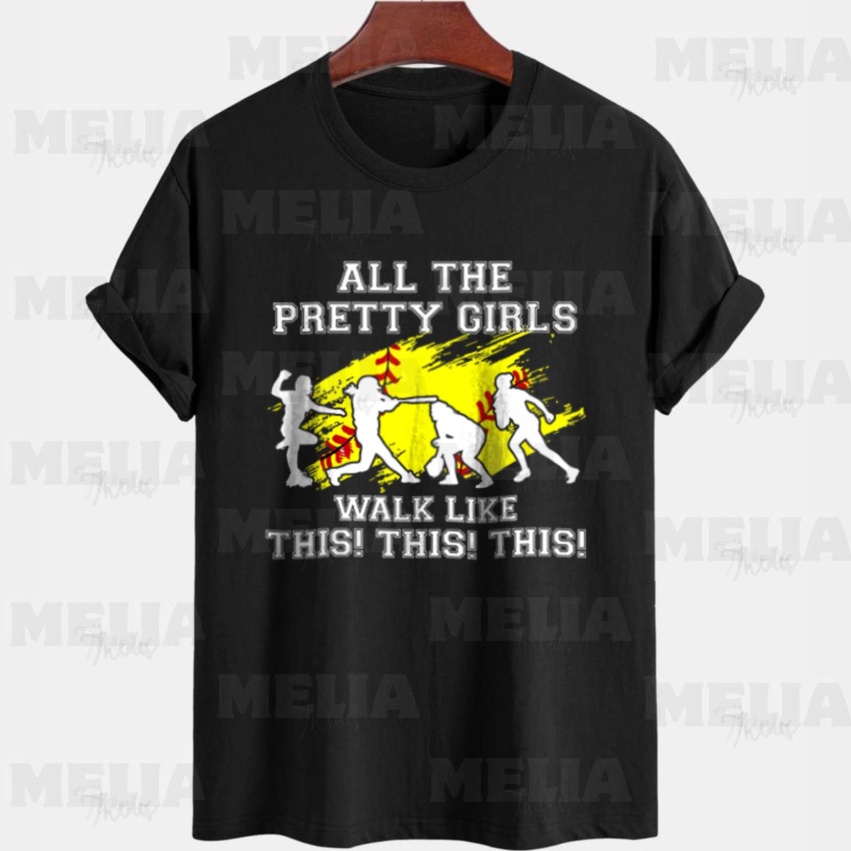 All The Pretty Girls Walk Like This T Shirt PNG Design Funny Softball Catcher Pitcher Graphic for Girls Printable Digital File Graphic Tee – Everyday Comfort · Trending Graphic Apparel