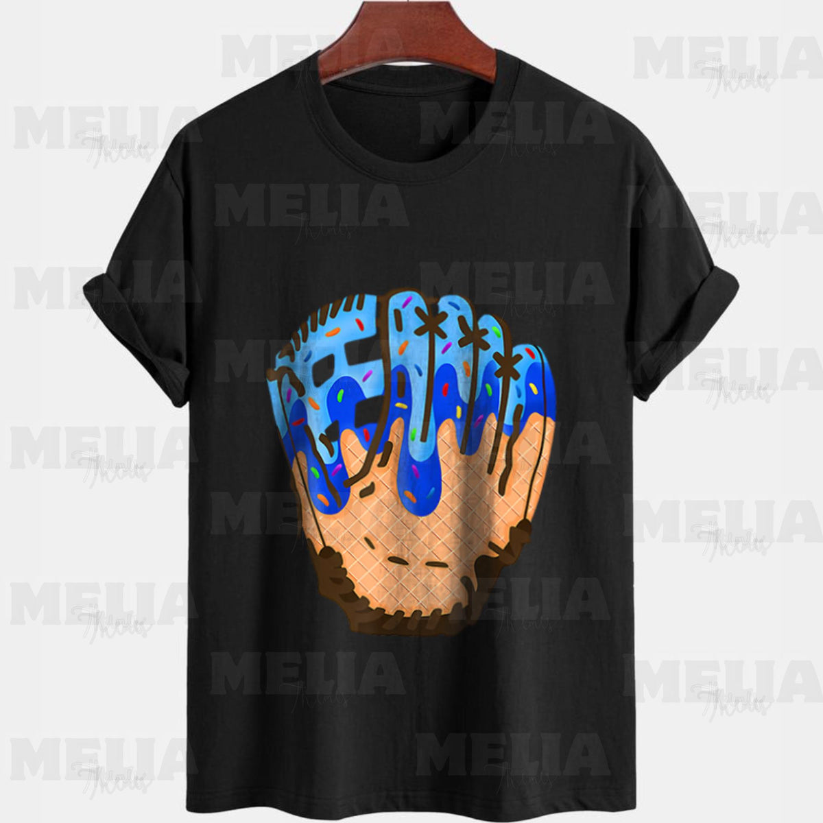 Ice Cream Cone Baseball Glove T shirt PNG Design Cartoon Sublimation Graphic for Shirts Mugs Stickers Instant Digital Download File Graphic Tee – Everyday Comfort · High-Quality Print