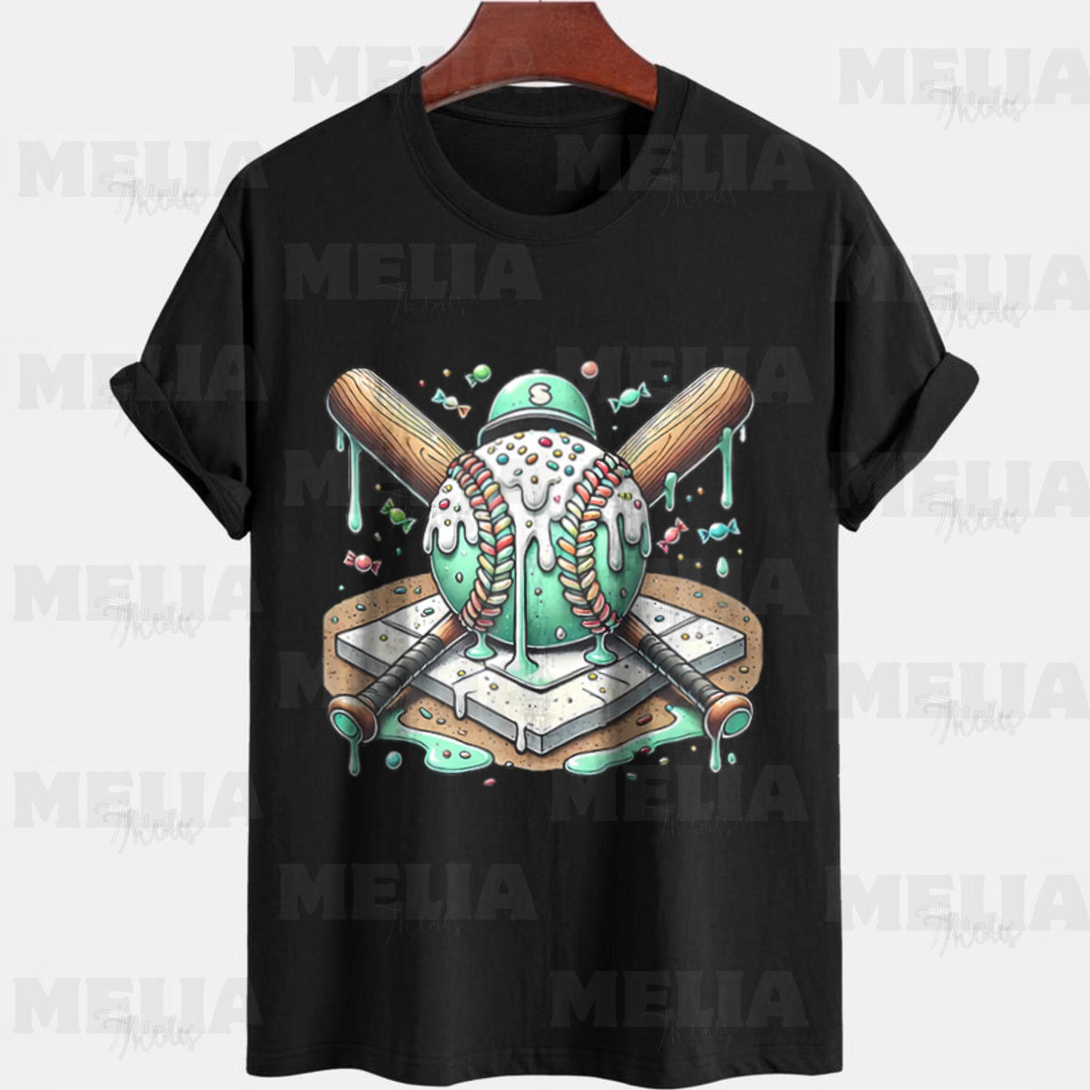 Baseball Drip Ice Cream PNG Design for T Shirt Sublimation Fun Graphic Tee PNG for Kids Sports Fans Instant Download Digital File Graphic Tee – Soft Feel · Trending Graphic Apparel