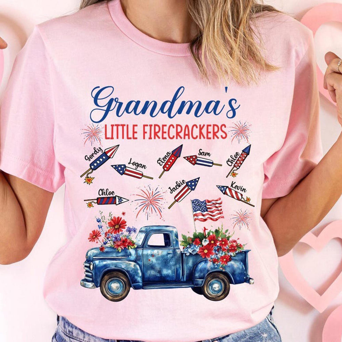 Personalized Grandma Shirt Custom 4th Of July Nana Shirt With Grandchild Names Patriotic 4th of July Mimi Gigi Mom Shirt 4th Of July Gift Graphic Tee – Bold Style · Perfect For Daily Wear
