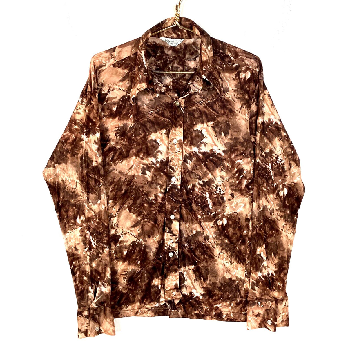 Vintage 1970s Disco Shirt Size Large Brown Button Up Made in Usa Long Sleeve Graphic Tee – Soft Feel · Top Pick For Any Outfit