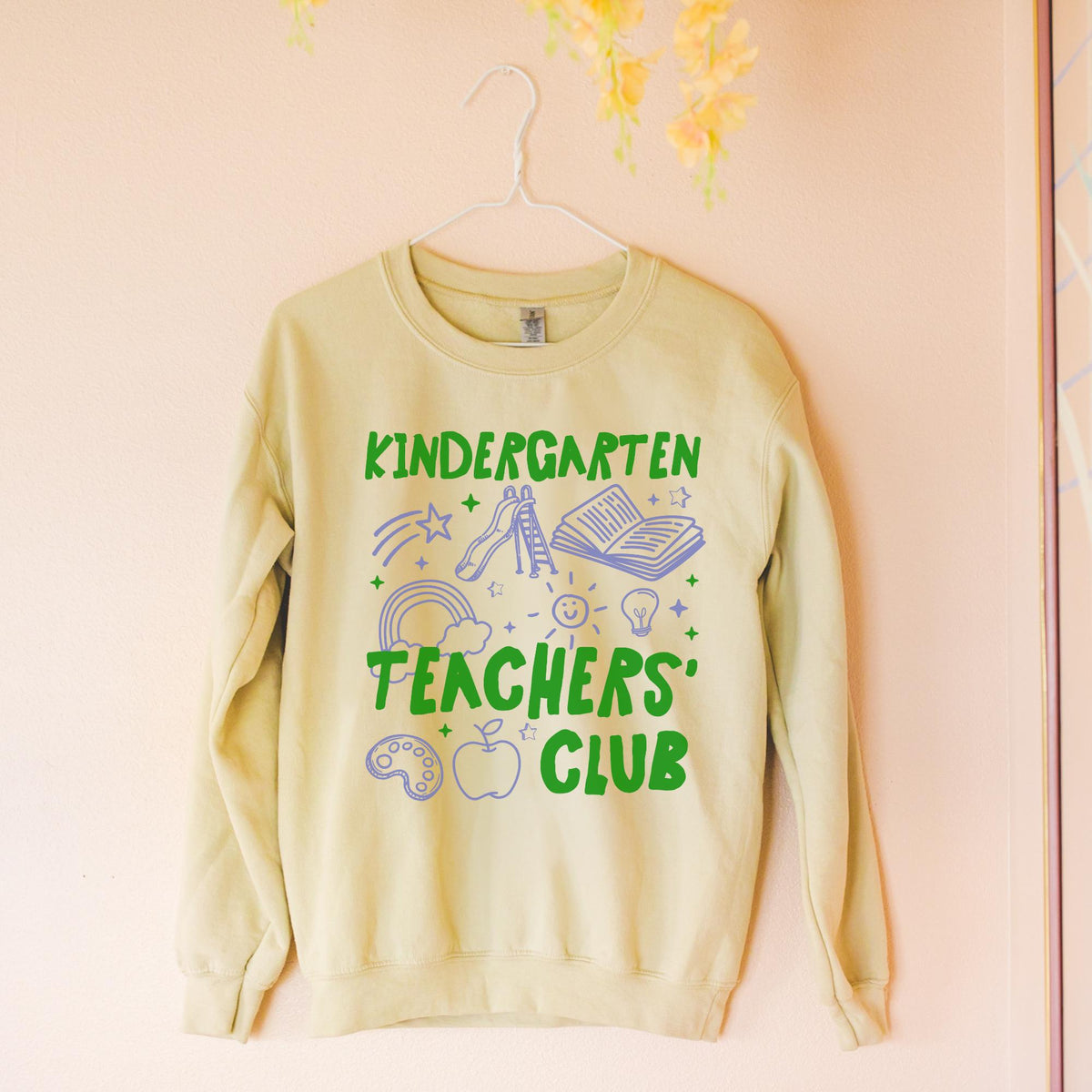 Kindergarten Teachers Club Sweatshirt Kindergarten Crew Cute 90s Throwback Shirt with Doodles Funny Saying Matching Kindergarten Shirt Sweatshirt – Warm & Stylish · Trending Graphic Apparel