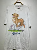 Vintage 90s Golden Retriever T Shirt 1992 Cartoon Dog Art Hand Drawn Cute Puppy Graphic Size XL Vintage Animal Lovers Tee Graphic Tee – Premium Graphic · Trending Graphic Apparel