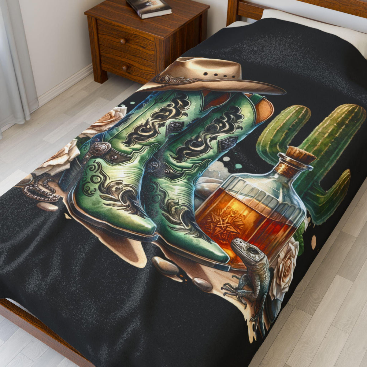 Rustic Western Blanket Cozy Homestead Dcor Perfect for Country Lovers Gifts for Her Chill Nights Celebrations Graphic Tee – Easygoing Wear · High-Quality Print