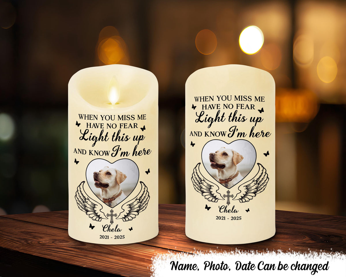 Custom Your Pets Photo Memorial Led Candle Pet Remembrance Gift Pet Sympathy Memorial Candle Loss Of Dog Dog Remembrance Memorial Pet Graphic Tee – Bold Style · Must-Have Style
