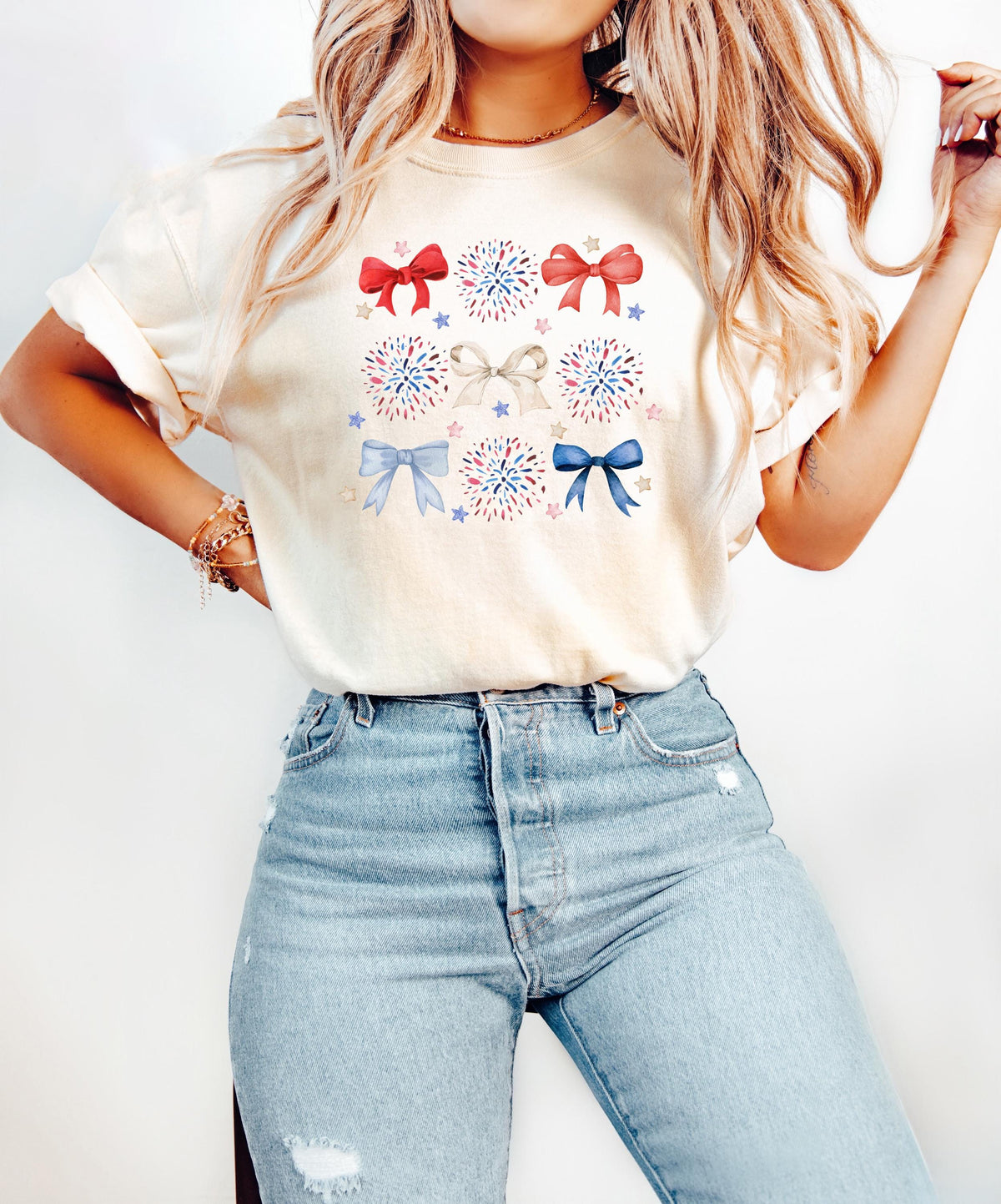Fourth of July Coquette Bow Shirt Patriotic Aesthetic Tee Retro USA Fireworks Shirt Girly 4th of July Shirt Cute America T Shirt Graphic Tee – Everyday Comfort · Must-Have Style