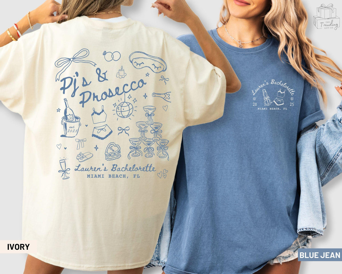 Pj39s and Prosecco Bachelorette Party Shirt Girls Gone Mild Tee Spa Bach Girls Night In Luxury Bach Merch Champagne Slumber Party Tshirt Graphic Tee – Premium Graphic · Must-Have Style