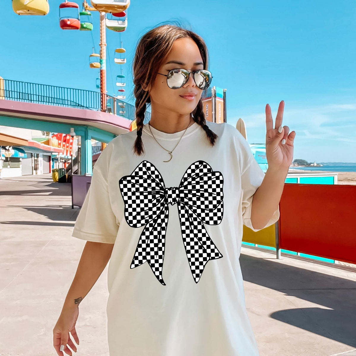 Black Checkered Bow Shirt Black Bow Shirt Black Ribbon Shirt Coquette Shirt Soft Girl Aesthetic Shirt Goth Coquette Black Coquette Graphic Tee – Warm & Stylish · Top Pick For Any Outfit