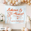 Personalized Bikinis and Martinis Bachelorette Banner Custom Martini Theme Birthday Party Decor Beach Bach Photo Backdrop Wall Tapestry Graphic Tee – Soft Feel · Trending Graphic Apparel