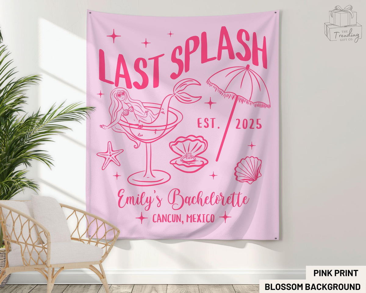 Custom Beach Bachelorette Party Banner Seashells Wedding Mermaid Bridal Weekend Decor Personalized Coastal Wedding Backdrop Tapestry Graphic Tee – Premium Graphic · Great Gift For Fans
