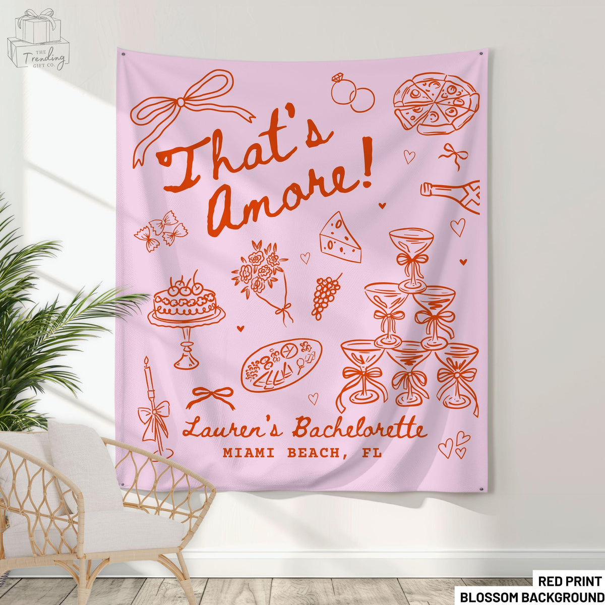 Thats Amore Bridal Shower Decor Personalized Italian Themed Bachelorette Party Banner Custom Pizza WineTapestry Bridal Shower Photo Sign Graphic Tee – Cozy Vibes · Perfect For Daily Wear