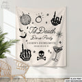 Til Death Do Us Party Bachelorette Party Banner Personalized Gothic Skeleton Bride Photo Backdrop TapestryFunny Halloween Wedding Favors Graphic Tee – Everyday Comfort · High-Quality Print