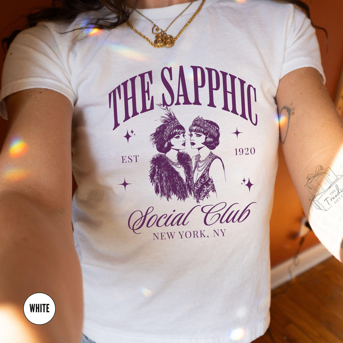 Subtle Lesbian Pride Baby Tee Sapphic Social Club Tshirt WLW Femme Shirt Vintage Queer Fashion Bisexual Gay Love Babytee Pride Merch Graphic Tee – Fan Favorite · Perfect For Daily Wear