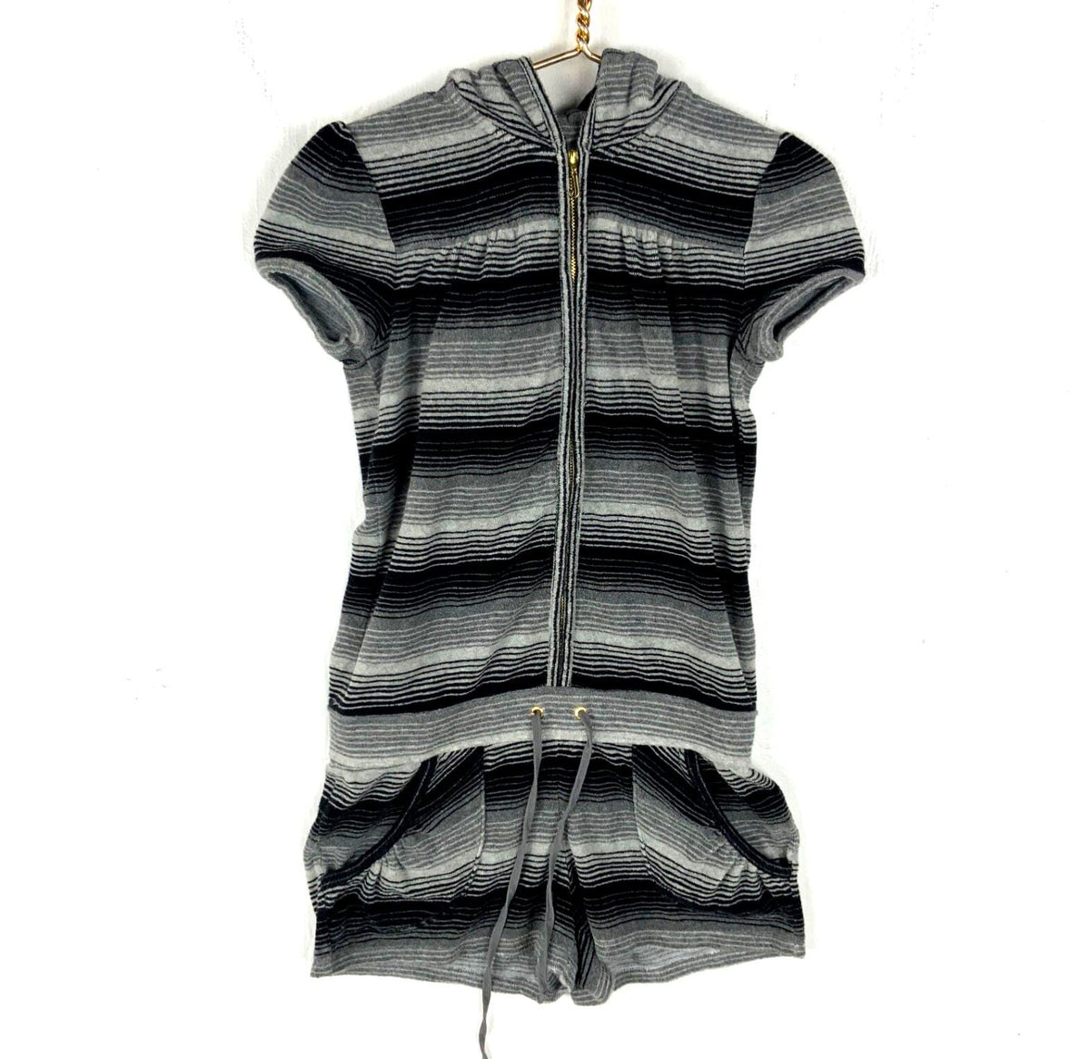 Juicy Couture Terry Cloth Romper Small Full Zip Striped Graphic Tee – Soft Feel · Top Pick For Any Outfit