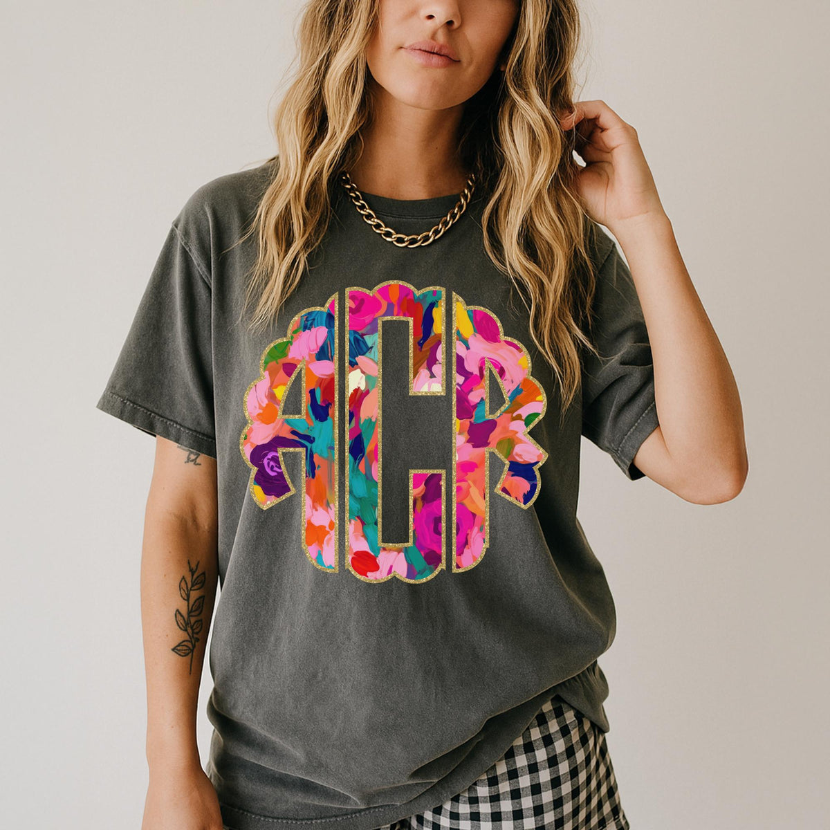 Faux Embroidery Custom Printed Monogram Tshirts Personalized Tshirt Short Sleeve Monogrammed Shirt Bridal Party Gift Birthday Gift for Her Graphic Tee – Feel-Good Design · Great Gift For Fans