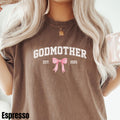 Custom Coquette Godmother Est Shirt Personalized Baptism Gift Gift For Godmother Proposal New Godmother Tshirt Graphic Tee – Soft Feel · Great Gift For Fans