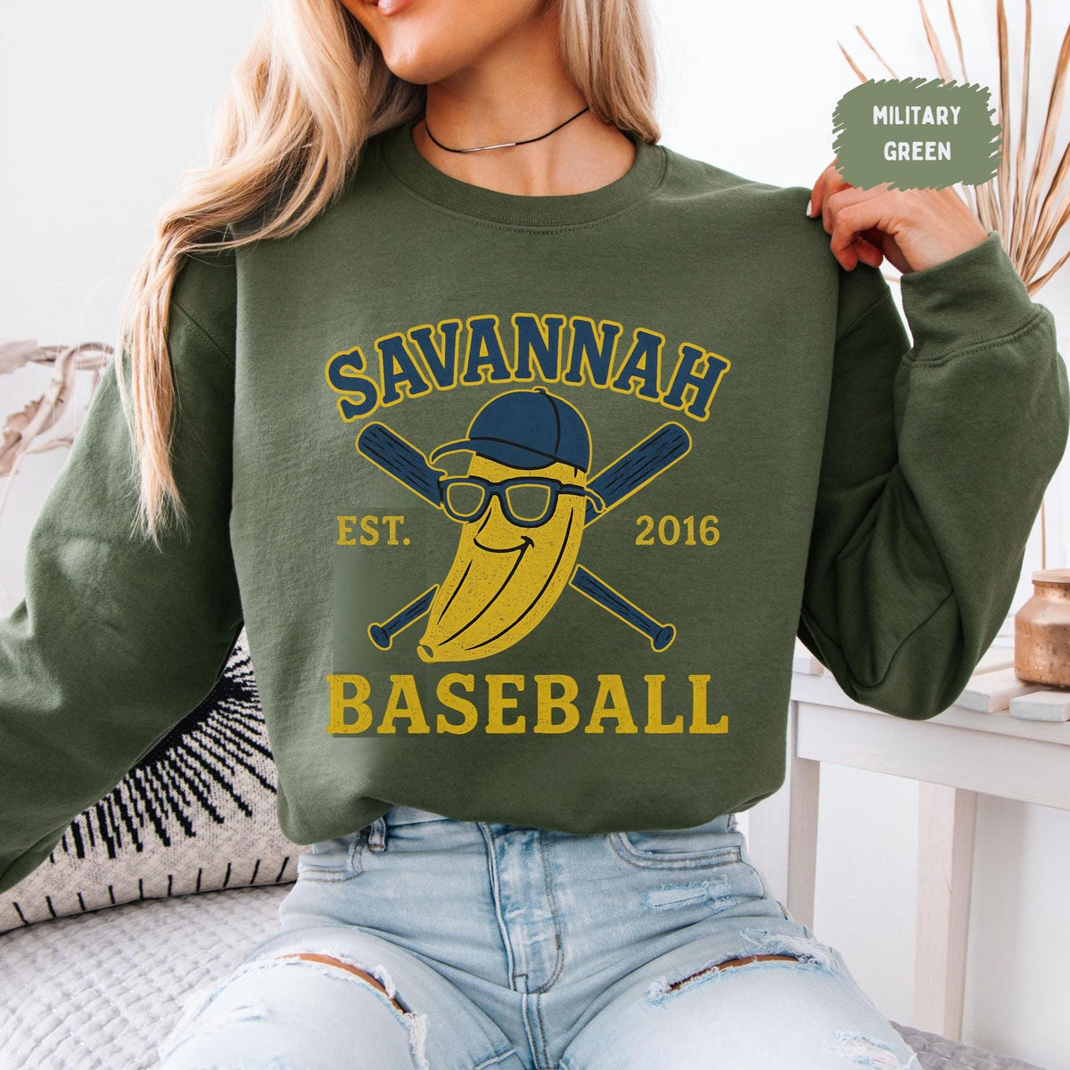 Vintage Savannah Baseball Sweatshirt Retro Unisex Crewneck Banana Sport Fan Apparel Athlete Gift Baseball Team Merch Baseball Lover Sweatshirt – Aesthetic Look · Top Pick For Any Outfit