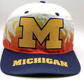 Vintage Michigan Wolverines On Fire Snap Back Hat Cap Adjustable Ncaa Graphic Tee – Aesthetic Look · Perfect For Daily Wear