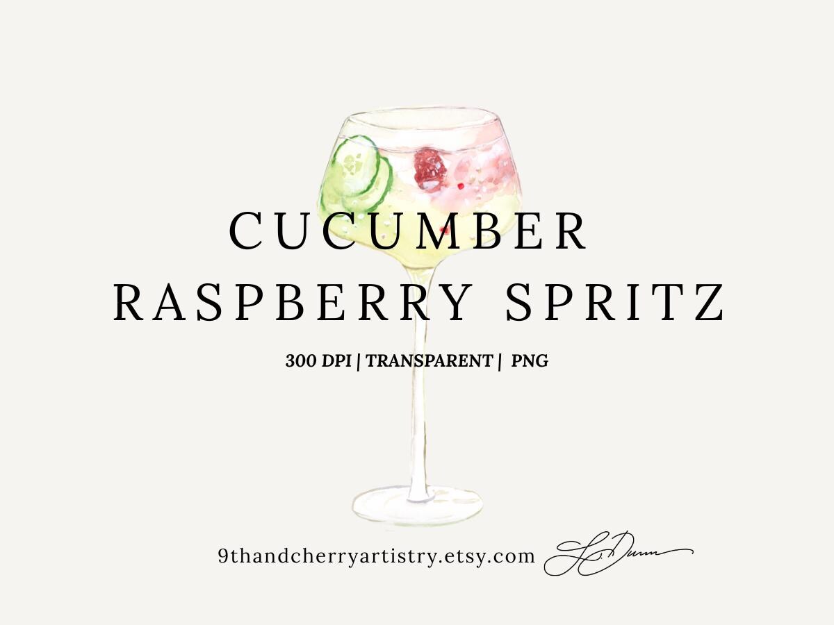 Cucumber Raspberry Spritz Watercolor Clipart Illustration Watercolor Cocktail Graphic Signature Drink PNG Wedding Sign Bar Menu Graphic Tee – Feel-Good Design · Must-Have Style