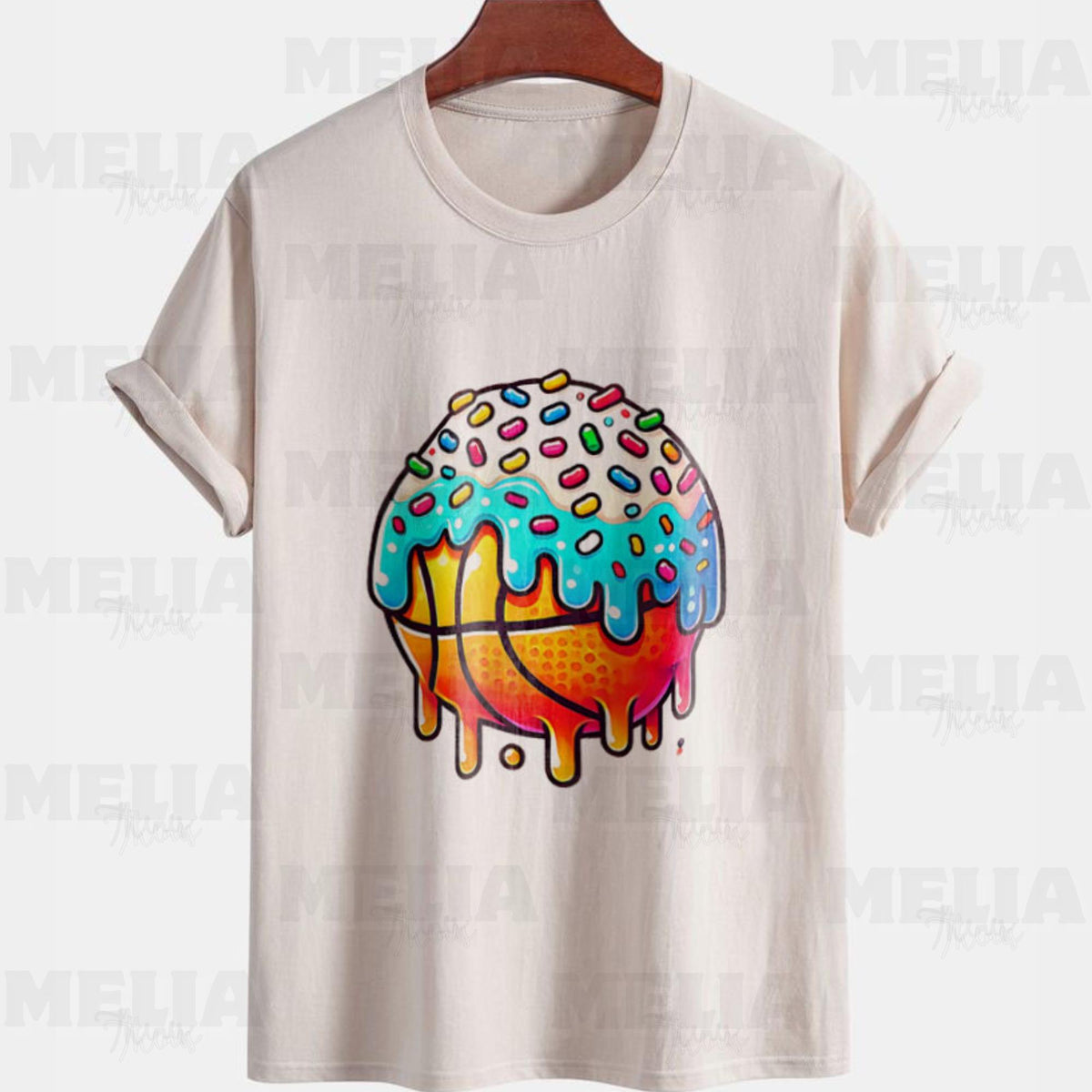 Basketball drip PNG design for T shirts stickers and apparel playful ice cream with sprinkles for kids and teens high res digital file Graphic Tee – Cozy Vibes · Must-Have Style