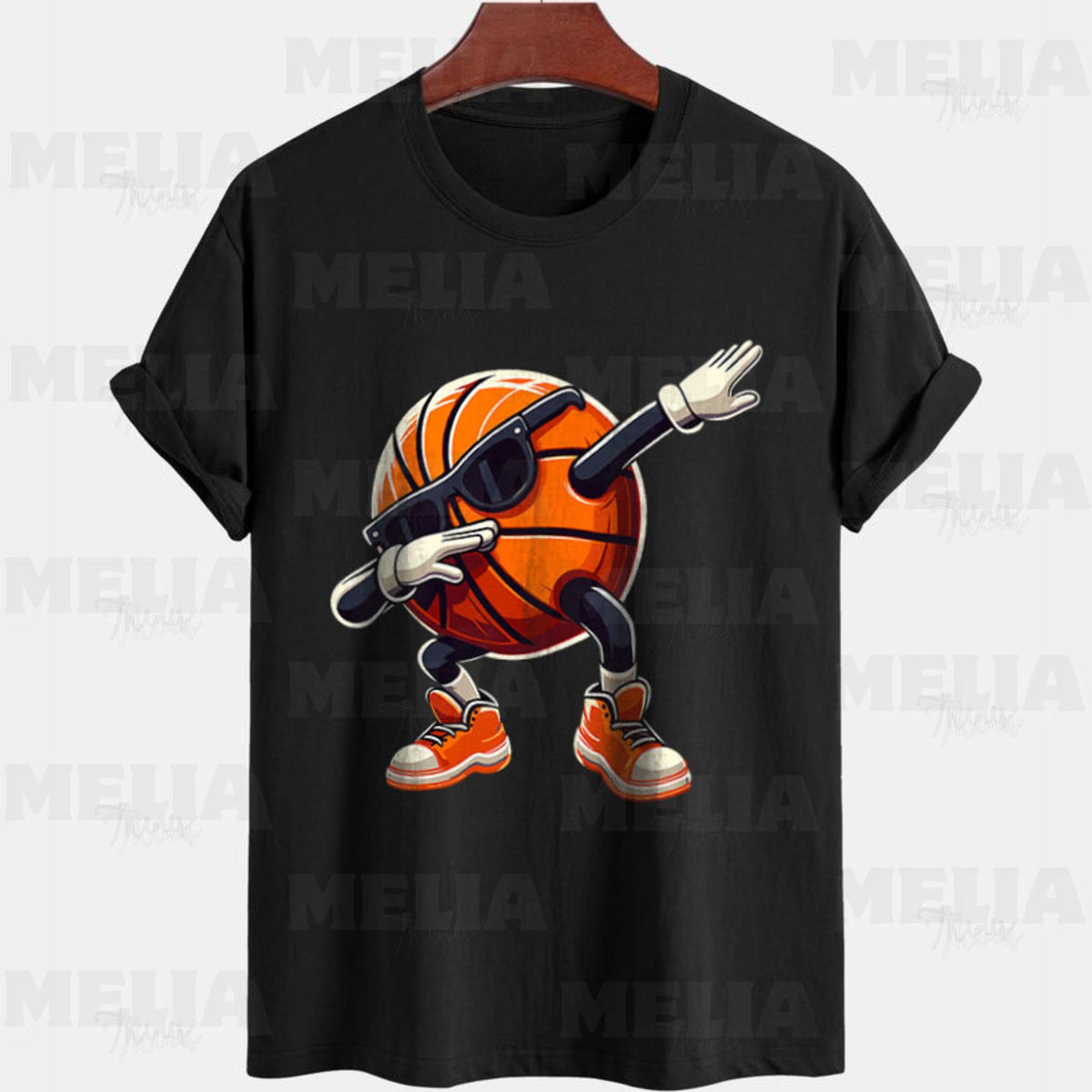 Funny Basketball PNG design featuring a dabbing basketball with sunglasseshumorous clipart for T shirts stickers apparel and sports fans Graphic Tee – Soft Feel · High-Quality Print