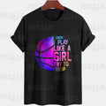 Colorful teens and women PNG design for apparel inspirational quote quotI Know I Play Like A Girlquot basketball graphic for T shirts stickers Graphic Tee – Aesthetic Look · Must-Have Style
