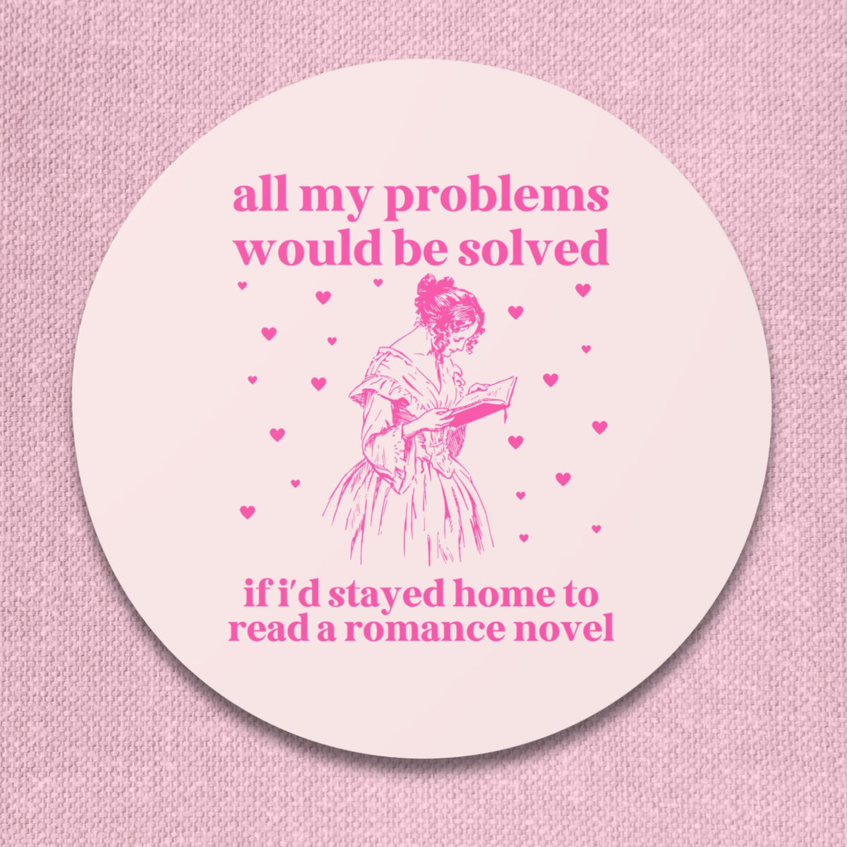 Funny Romance Reader Sticker for Friend Who Loves Romance Novels Silly Book Lover Gift Idea with Vintage Aesthetic Cute Bookish Gift Graphic Tee – Premium Graphic · Must-Have Style