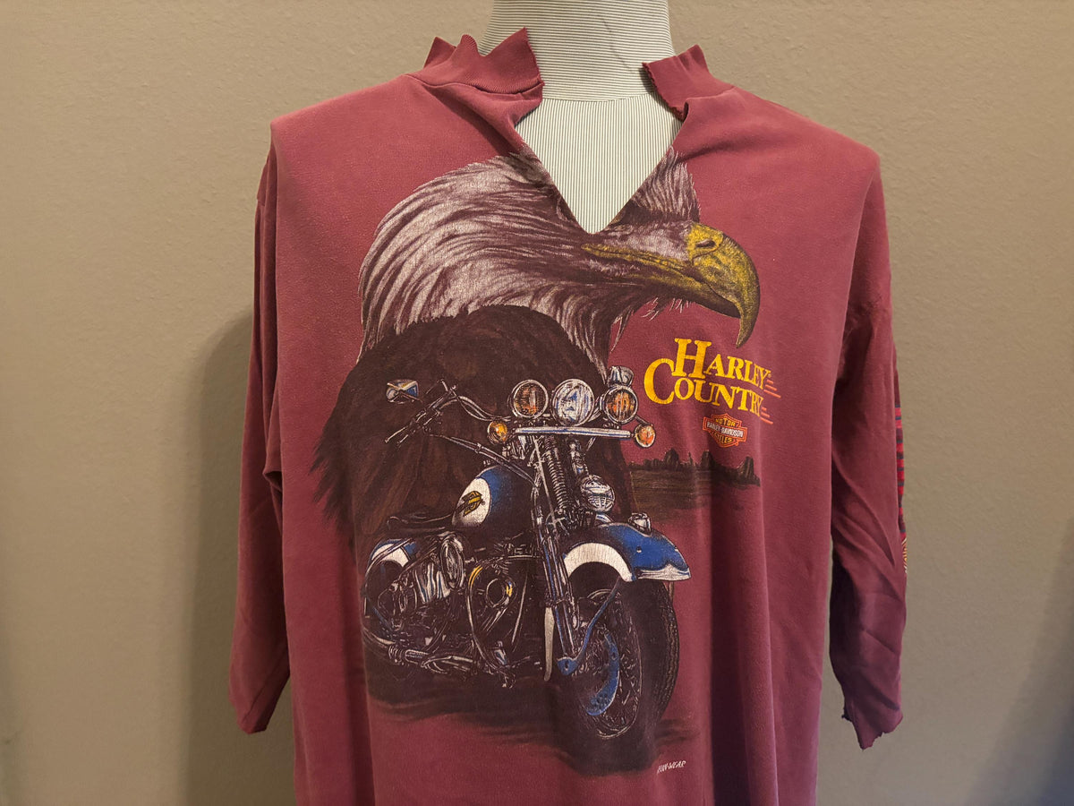 Vintage 90s Harley Davidson Motorcycles Eagle 34 Sleeve Tshirt XL Graphic Tee – Everyday Comfort · High-Quality Print