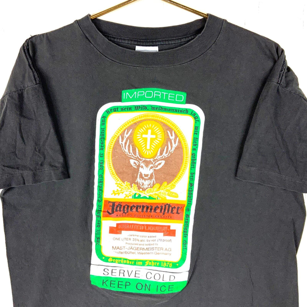 Vintage Jgermeister TShirt Size Large Black Single Stitch 80s 90s Graphic Tee – Aesthetic Look · Must-Have Style