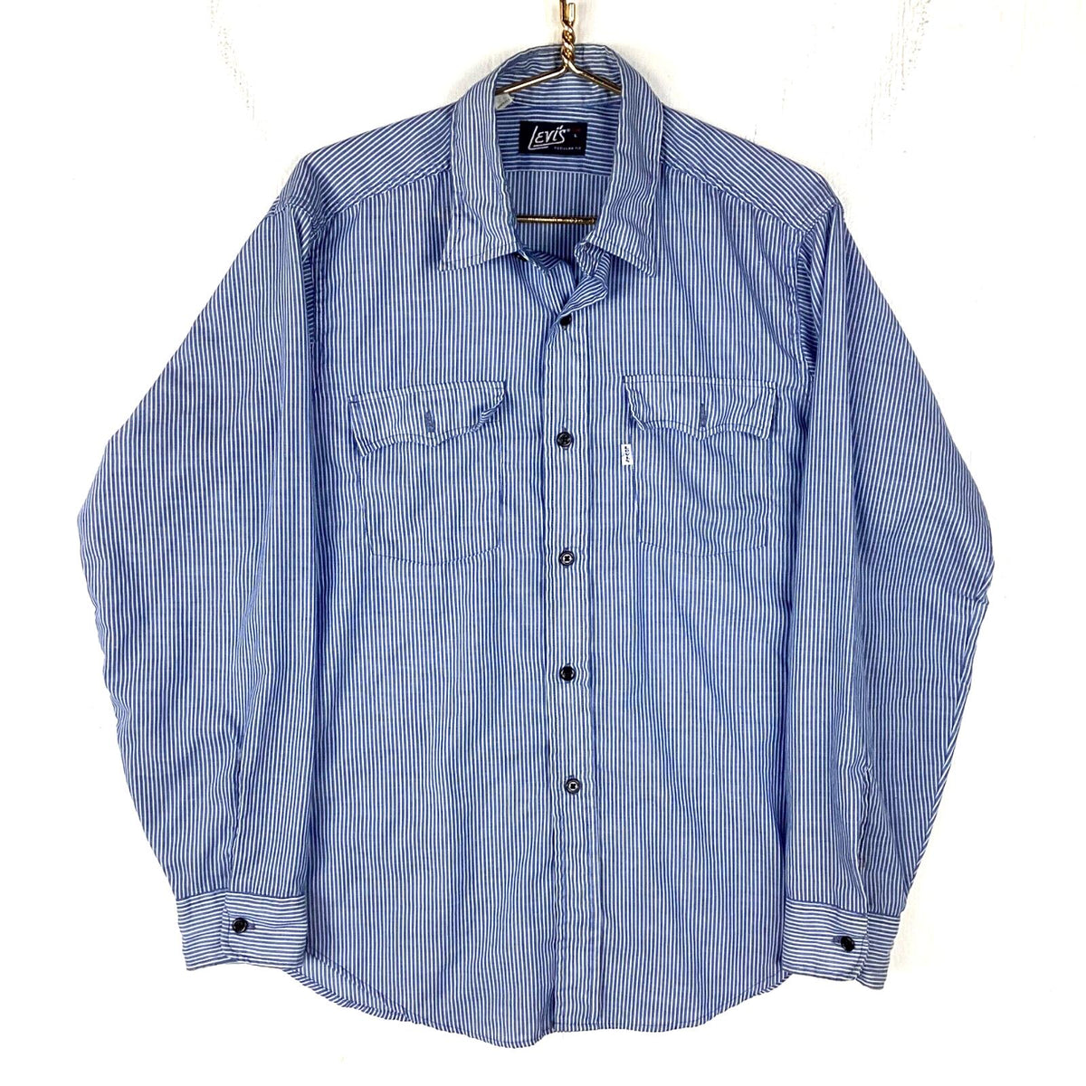 Vintage Levis 197039s Shirt Size Large Blue Striped Long Sleeve Made In Usa Graphic Tee – Soft Feel · Must-Have Style