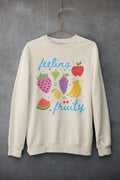 Cute Feeling Fruity Sweatshirt for Vegetarian Silly LGBTQ Pride Month Crewneck with Stars 90s Throwback Doodle Aesthetic Fruit Lover Gift Sweatshirt – Soft Feel · Great Gift For Fans