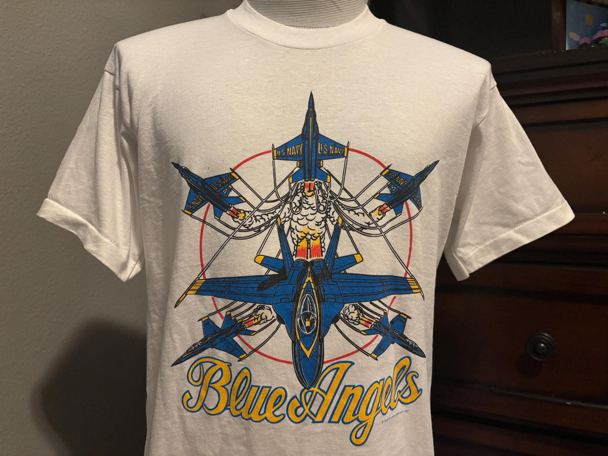 Vintage 8039s Blue Angels US Navy Fighter Jets Tshirt L Graphic Tee – Soft Feel · Great Gift For Fans