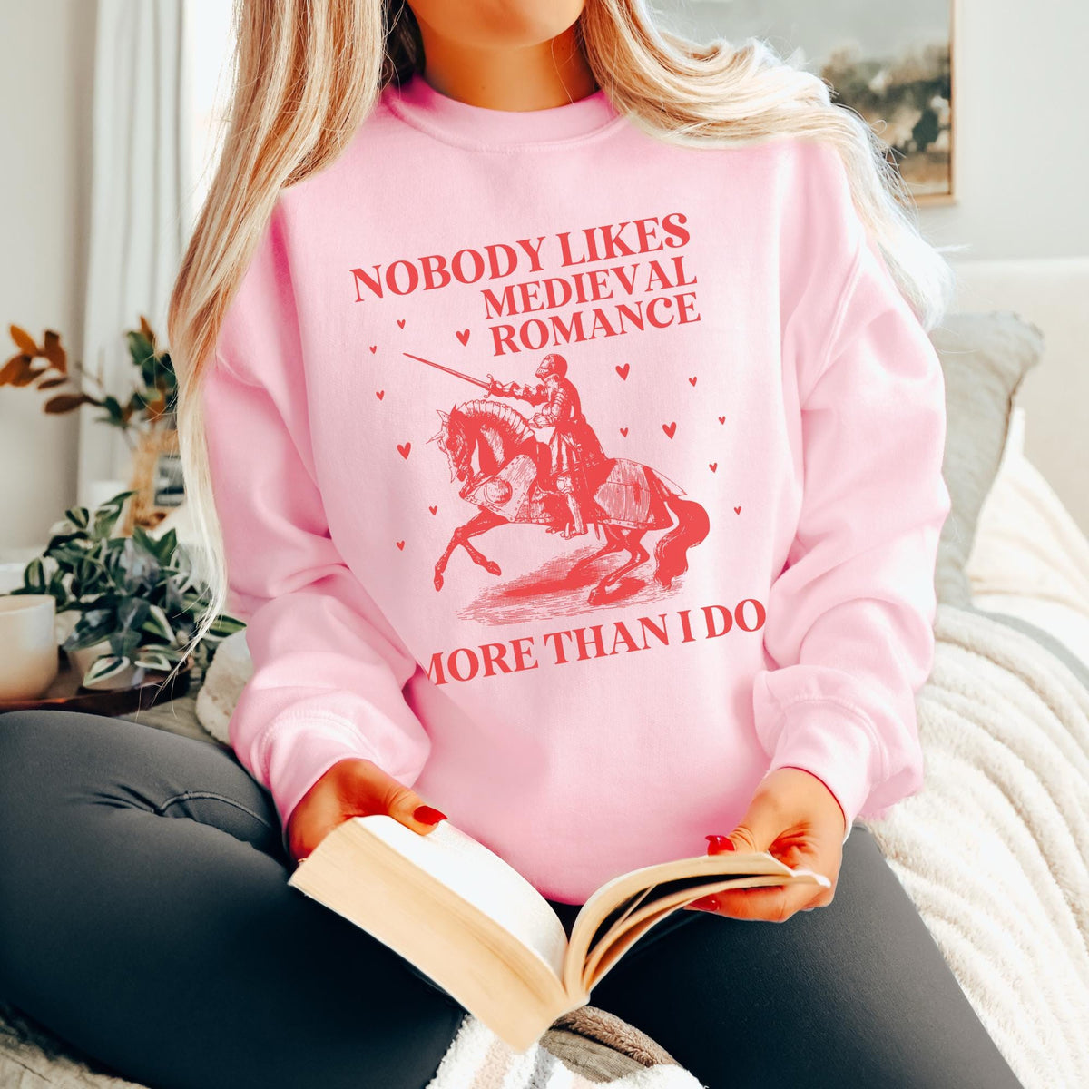 Medieval Romance Reader Sweatshirt Bookworm Who Loves Historical Romance Set in Middle Ages Cute Book Lover Gift Idea with Funny Saying Sweatshirt – Fan Favorite · Top Pick For Any Outfit