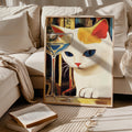 White Cat with Martini Wall Art Alcohol Decor Cat Oil Painting Kitten ArtFunny Kitchen Art PrintGift For Cat LoversCocktail Cat Poster Graphic Tee – Fan Favorite · Perfect For Daily Wear