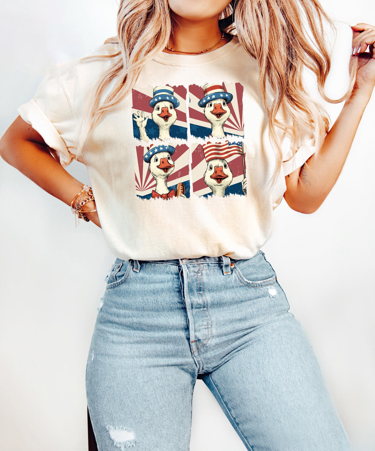 Funny Patriotic Goose Shirt 4th of July Animal Tee Uncle Sam Goose Shirt Vintage USA Bird Graphic Independence Day T Shirt Graphic Tee – Aesthetic Look · Great Gift For Fans