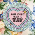 Fantasy Romance or Romantasy Reader Sticker with Heart Cute Dragon Lover Sticker for Bookworm Who Loves Fantasy Novels Present for Reader Graphic Tee – Everyday Comfort · High-Quality Print