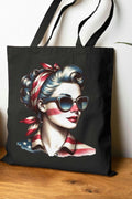 Patriotic American Girl Tote Bag American Flag Lips Ideal for Summer BBQs Independence Day Everyday Use Gift for Her freedom tote Bag Tote Bag – Warm & Stylish · Top Pick For Any Outfit