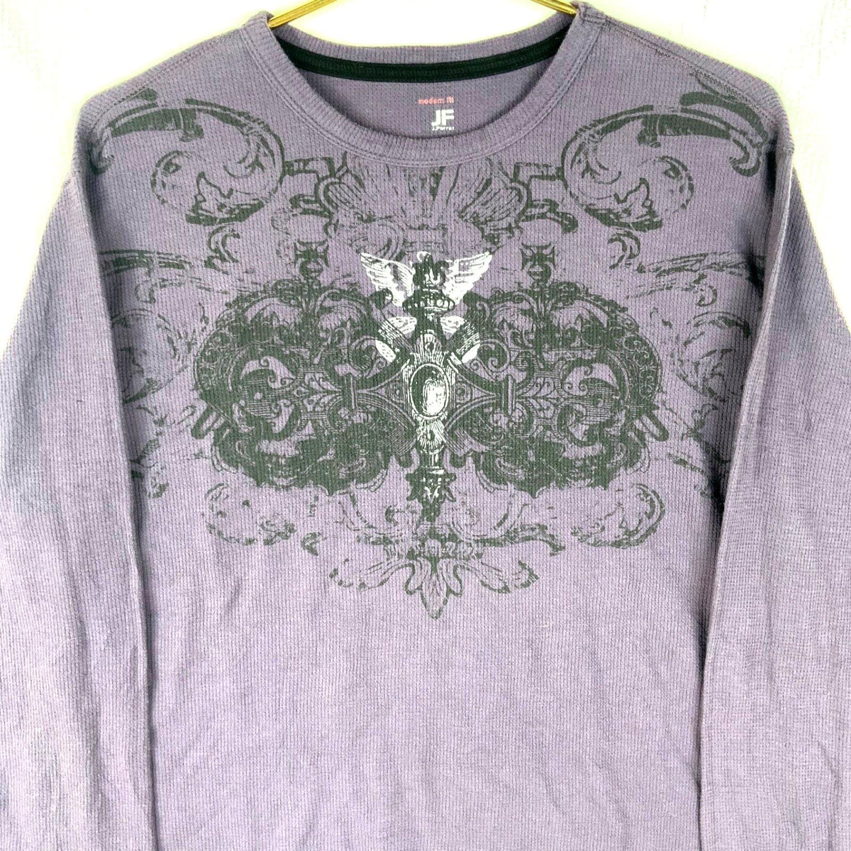 Vintage Y2k Goth Long Sleeve TShirt Large Purple Waffle Thermal Layer Graphic Tee – Premium Graphic · Must-Have Style