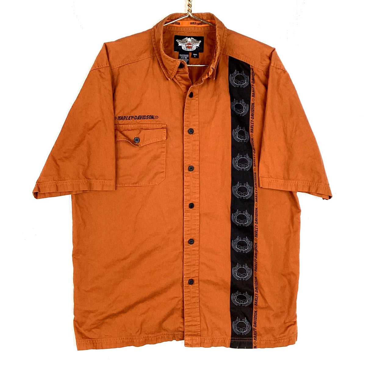 HarleyDavidson Motorcycles Work Shirt Size Large Tall Orange Short Sleeve Graphic Tee – Aesthetic Look · Top Pick For Any Outfit
